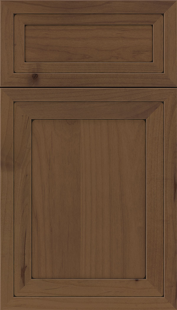 Asher 5pc Alder flat panel cabinet door in Sienna with Black glaze