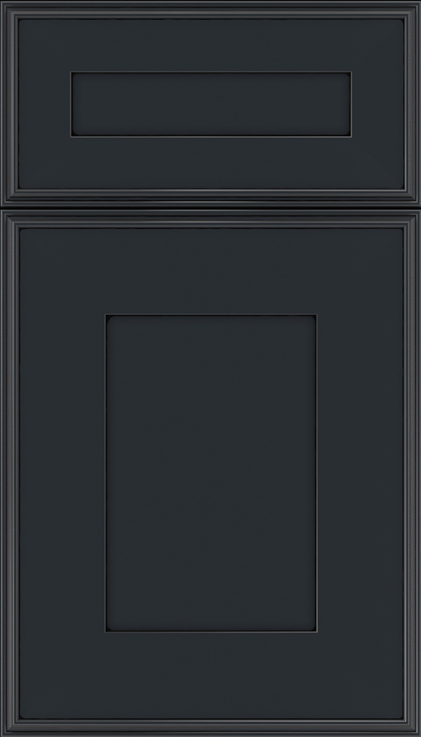 Elan 5pc Maple flat panel cabinet door in Gunmetal Blue with Black glaze