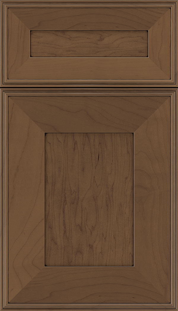 Elan 5pc Maple flat panel cabinet door in Toffee with Black glaze