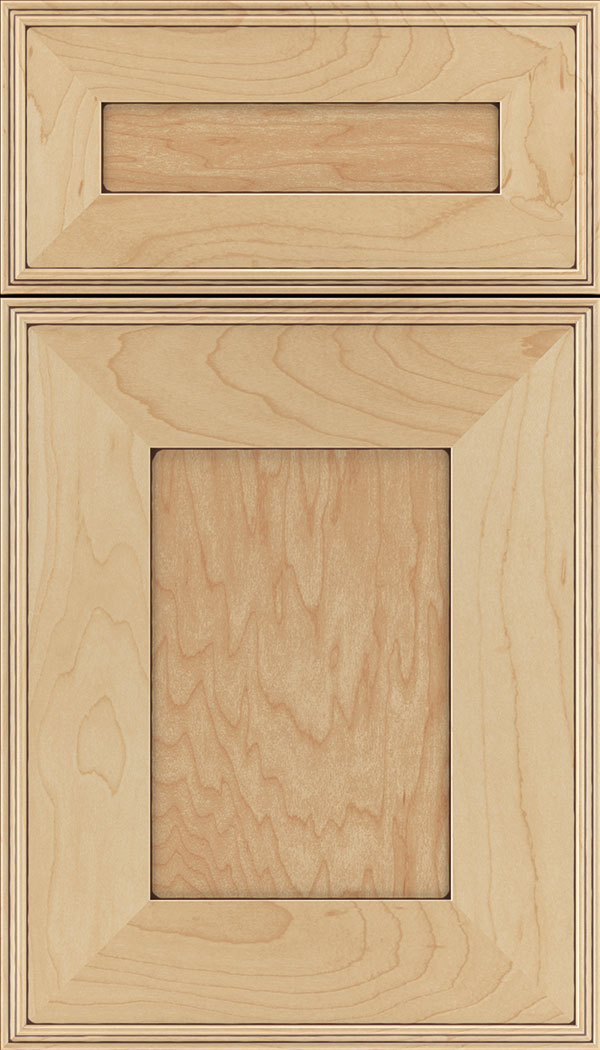 Elan 5pc Maple flat panel cabinet door in Natural with Mocha glaze