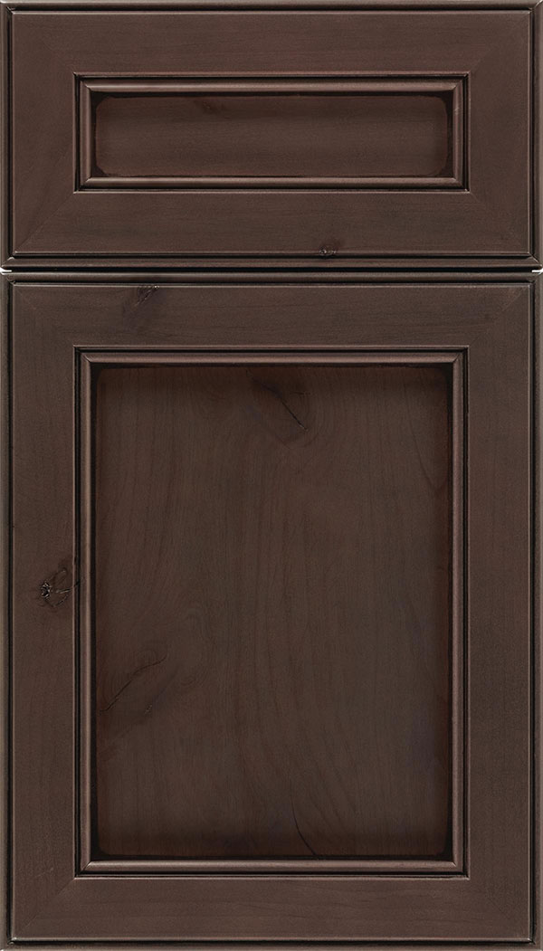 Chelsea 5pc Alder flat panel cabinet door in Thunder with Black glaze