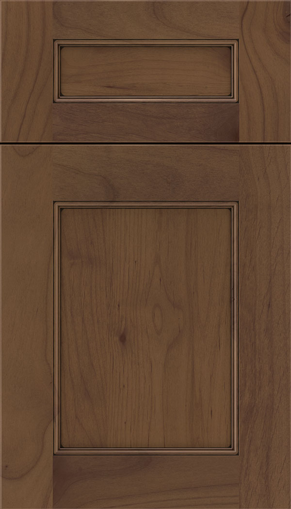 Lexington 5pc Alder recessed panel cabinet door in Sienna with Black glaze