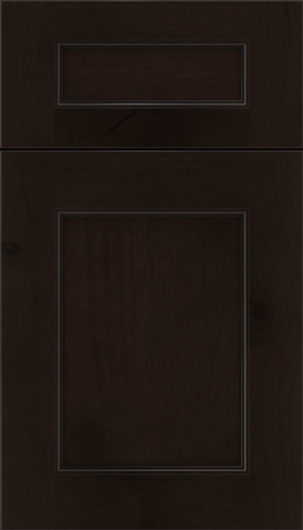 Lexington 5pc Alder recessed panel cabinet door in Espresso with Black glaze