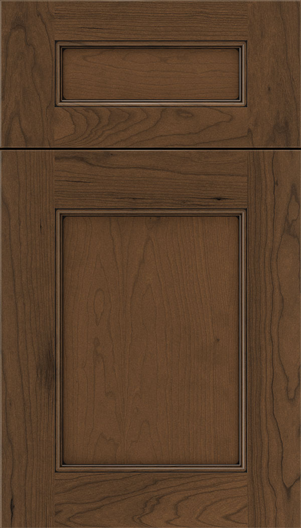 Lexington 5pc Cherry recessed panel cabinet door in Sienna with Black glaze
