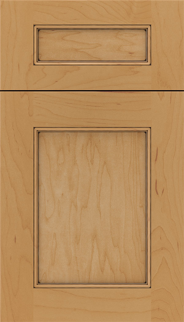 Lexington 5pc Maple recessed panel cabinet door in Ginger with Black glaze