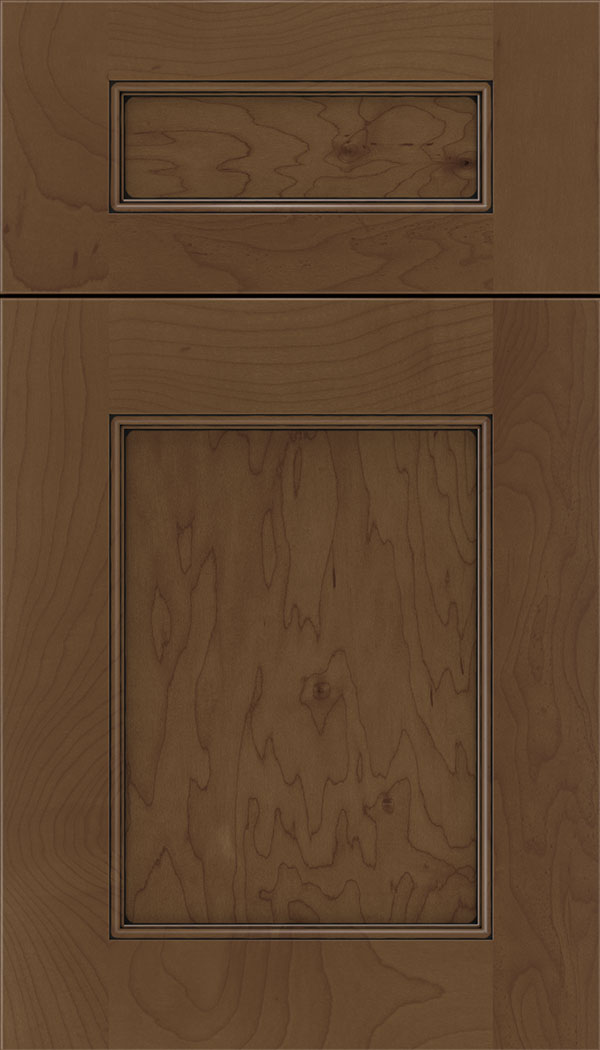 Lexington 5pc Maple recessed panel cabinet door in Sienna with Black glaze