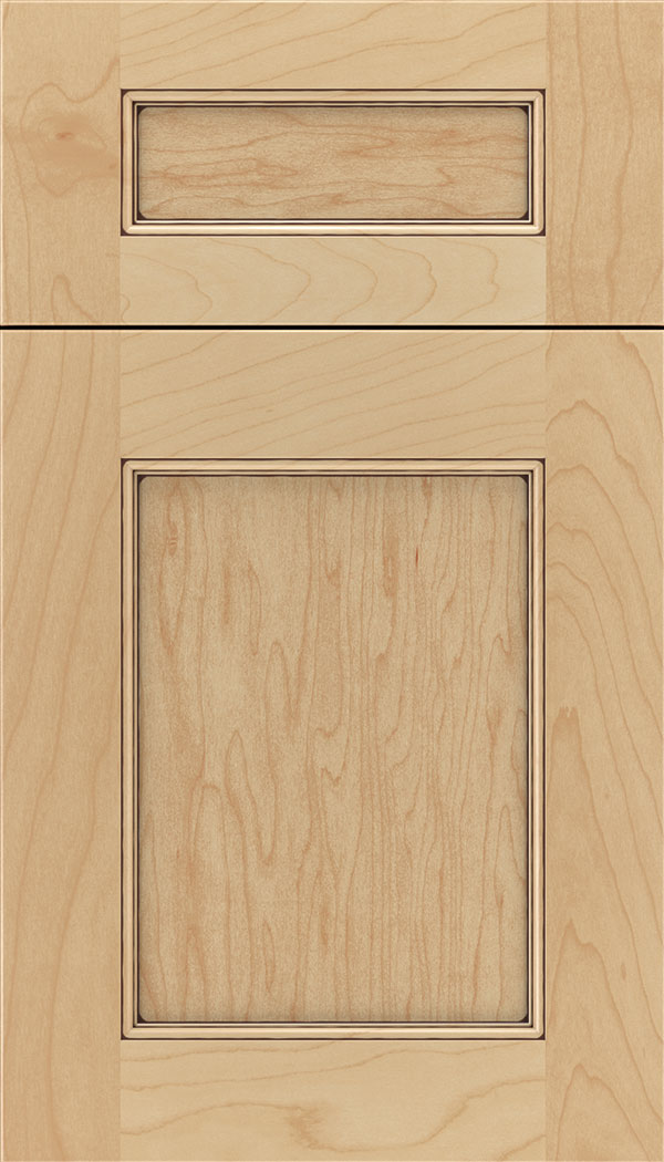 Lexington 5pc Maple recessed panel cabinet door in Natural with Mocha glaze