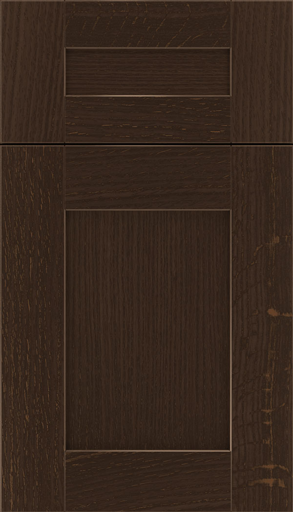 Pearson 5pc Quartersawn Oak flat panel cabinet door in Cappuccino