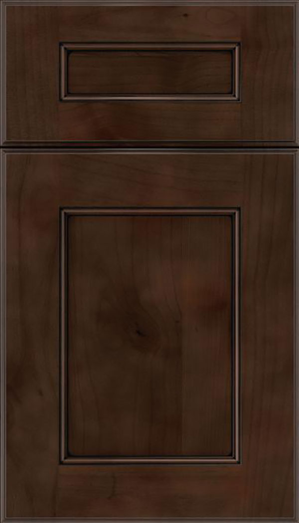 Tamarind 5pc Alder shaker cabinet door in Cappuccino with Black glaze