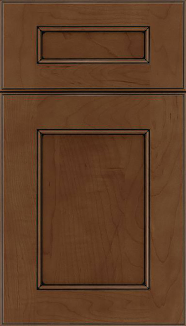 Tamarind 5pc Maple shaker cabinet door in Sienna with Black glaze
