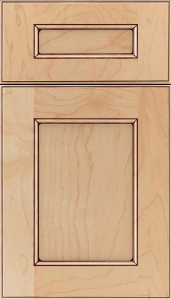 Tamarind 5pc Maple shaker cabinet door in Natural with Mocha glaze