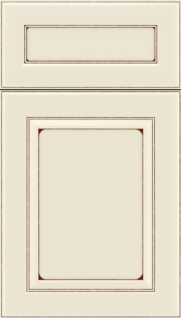Paloma 5pc Maple flat panel cabinet door in Seashell with Mocha glaze
