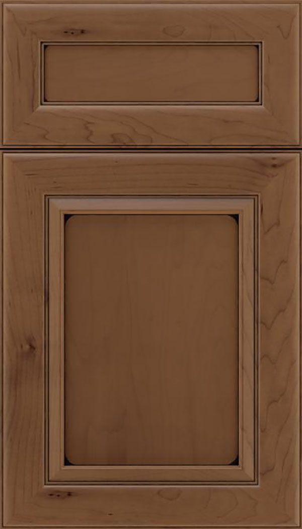 Paloma 5pc Maple flat panel cabinet door in Toffee with Black glaze