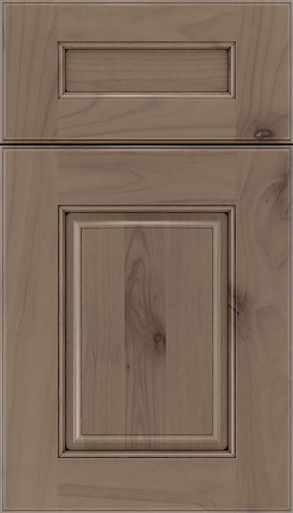 Whittington 5pc Alder raised panel cabinet door in Winter with Black glaze