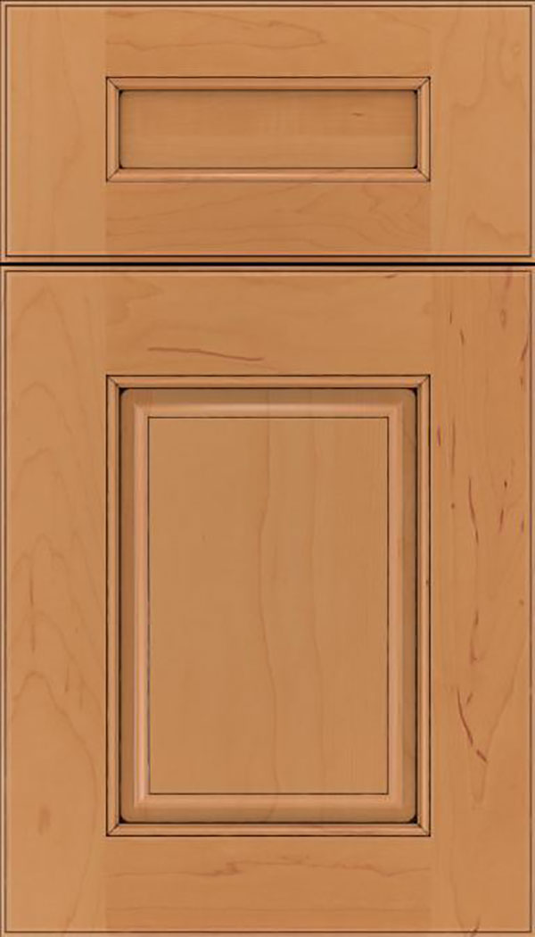 Whittington 5pc Maple raised panel cabinet door in Ginger with Black glaze