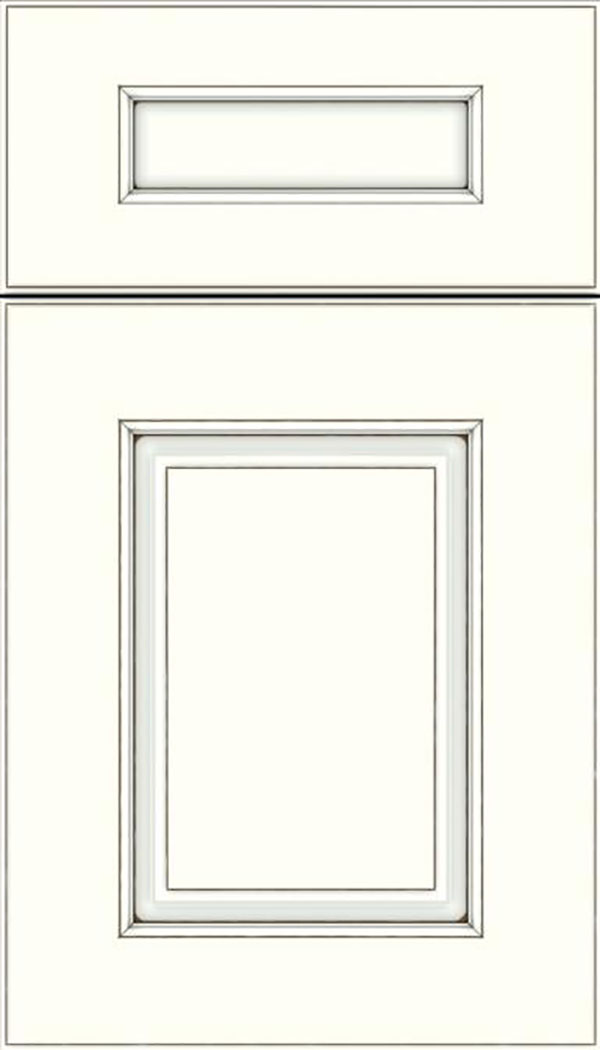 Whittington 5pc Maple raised panel cabinet door in Alabaster with Smoke glaze