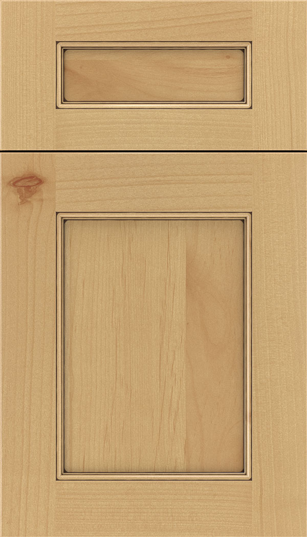 Lexington 5pc Alder recessed panel cabinet door in Natural with Mocha glaze