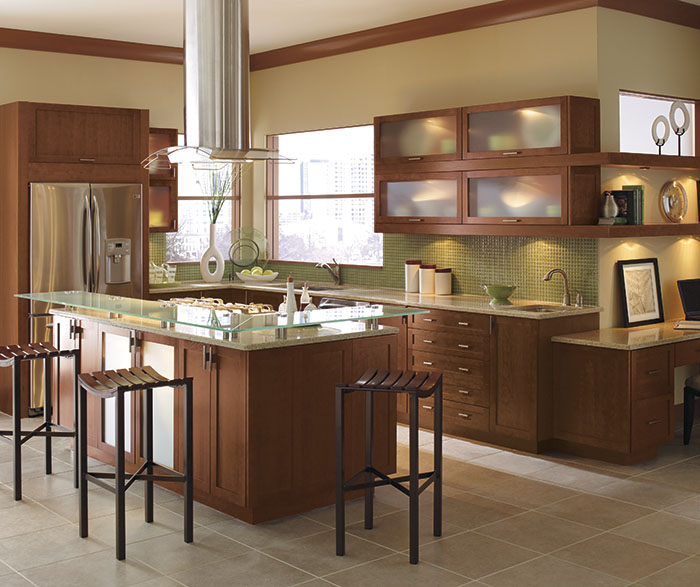 anson-style kitchen cabinets in a cherry satchel finish